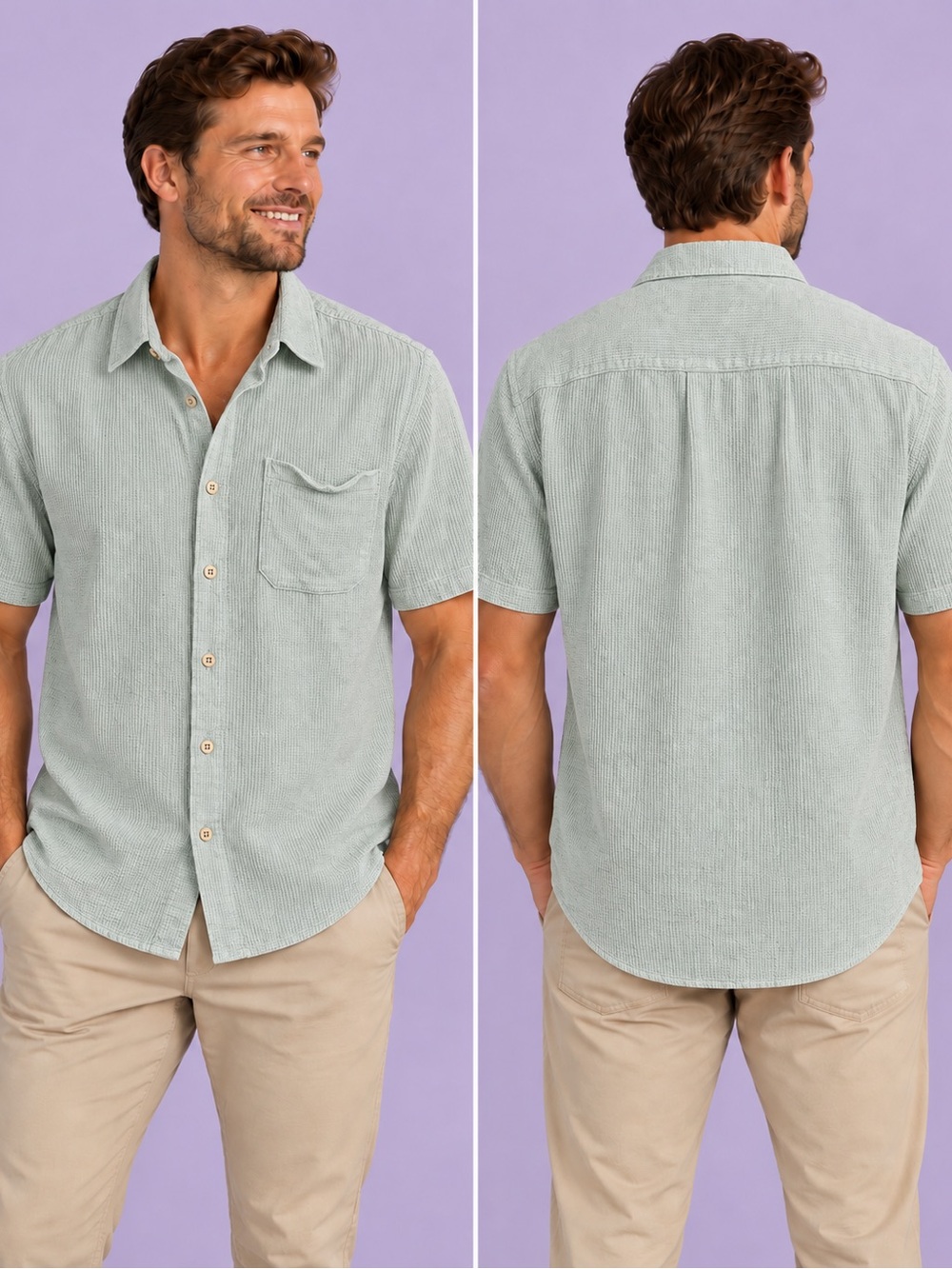 Men's Short-Sleeve Button-Up Shirt in mint size xl 32 Bar Blues